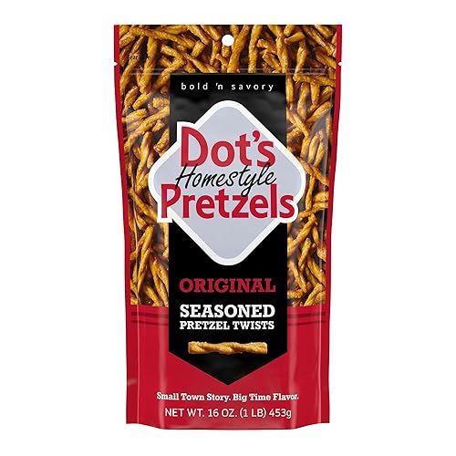 DOT'S Homestyle Pretzels Original Seasoned Pretzel Twists Bag, 16 oz | Original Pretzel Twists, Bold Spices and Buttery Flavor, Resealable, Snacks for Lunches, Parties and Game Day, 16 oz