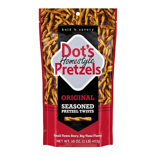 Dot's Pretzels Original Seasoned Pretzel Twists Snack, 16 oz Bag | Original Pretzel Twists, Bold Spices and Buttery Flavor, Resealable, Snacks for Lunches, Parties and Game Day, 16 oz