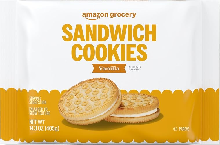 Amazon Grocery, Vanilla Sandwich Cookies, 14.3 Oz