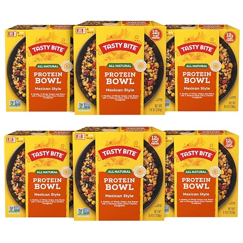 Tasty Bite Mexican Protein Bowl, 8.8 Ounce, Pack of 6, Ready to Eat, Microwaveable, Vegan, 12g Plant Protein, Tangy Citrus