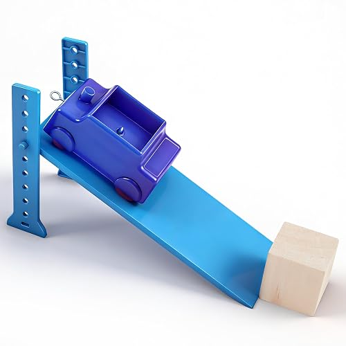 Teyva Daily 3 Pcs Inclined Plane Physics Teaching Kit – Simple Machines Classroom Teaching Tool with Dynamics Car and Wooden Block for Stem Science Lab Demonstration