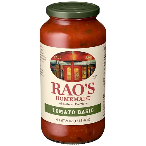 Rao's Homemade Tomato Basil Sauce, 24 oz, Tomato Sauce, All Purpose, Keto Friendly Pasta Sauce, Premium Quality, Tomatoes from Italy and Basil