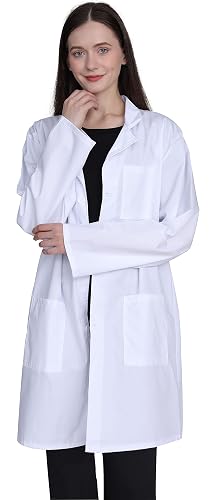 GOQUCHEP Lab Coat for Women, Medical Coat for Doctor Nurse Student Science | Professional Lab Coat for Women, Full Sleeve Cotton Blend Long Medical Coat，White, Unisex