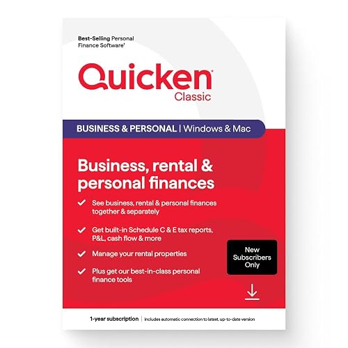QUICKEN CLASSIC BUSINESS & PERSONAL FOR NEW SUBSCRIBERS| 1 Year [PC/Mac Online code]
