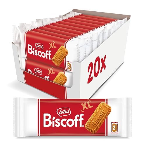 Lotus Biscoff Cookies, Caramelized Biscuit Cookie Snack, Dispenser Box (20 sleeves of 2 extra large cookies) Vegan, 0.9 Ounce (Pack of 20)