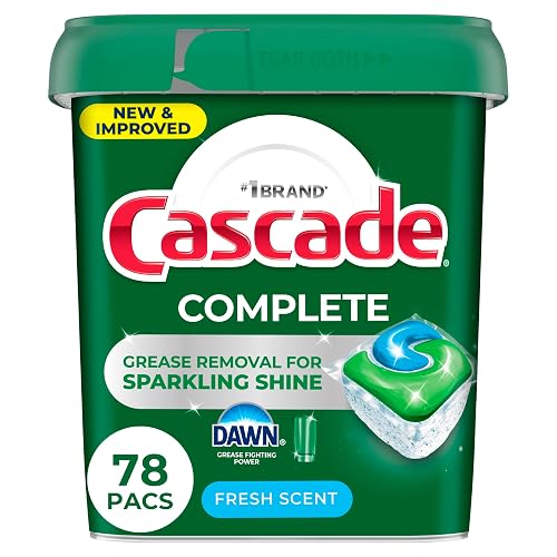 Cascade Complete Dishwasher Pods - Fresh Scent ActionPacs, Dishwasher Detergent, Dishwasher Soap, Detergent Pods, 78 Count