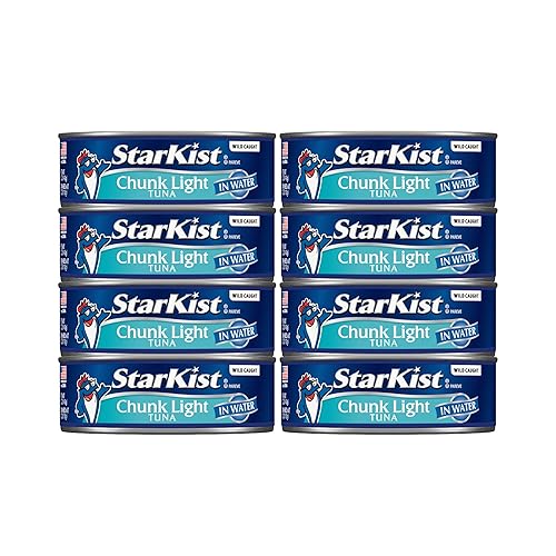 StarKist Chunk Light Tuna in Water, 5oz Canned Tuna, 8-Pack | 20g Protein Per Serving, Wild Caught, Gluten Free, Soy Free, Perfect for Salads, Sandwiches