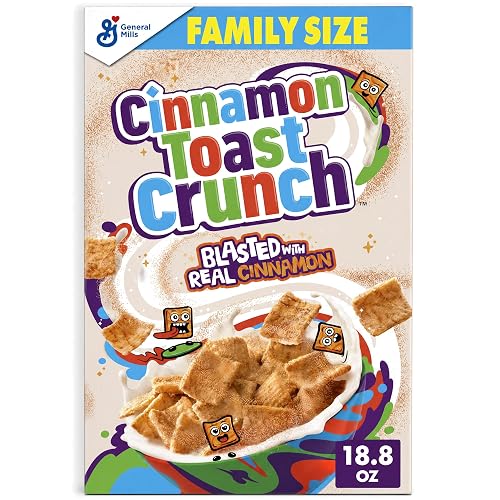 Cinnamon Toast Crunch Breakfast Cereal, Family Size, 18.8 oz | 13 Servings, 16g Whole Grain, Good Source of Calcium, 12 Vitamins & Minerals, No Artificial Flavors