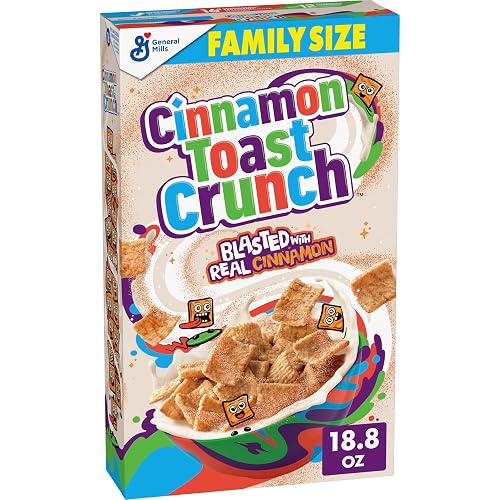Cinnamon Toast Crunch Breakfast Cereal, Family Size, 18.8 oz | 13 Servings, 16g Whole Grain, Good Source of Calcium, 12 Vitamins & Minerals, No Artificial Flavors