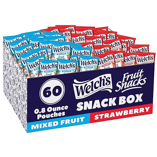 Welch's Fruit Snacks - Mixed Fruit, Strawberry - 0.8 Oz - 60 Pack | Variety Bulk Box, Made with Whole Fruit, Gluten-Free Snack Packs for Kids and Adults, No Artificial Dyes