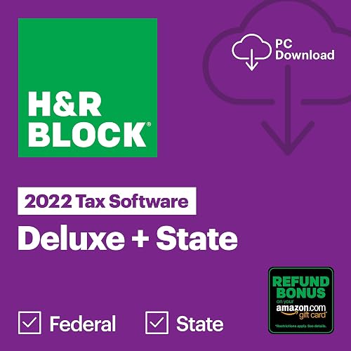 [Old Version] H&R Block Tax Software Deluxe + State 2022 Win [PC Online code]