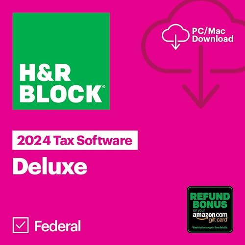 [Old Version] H&R Block Tax Software Deluxe 2024 Win/Mac [PC/Mac Online Code]
