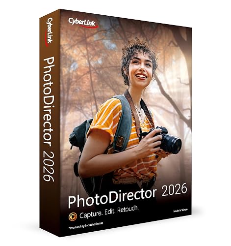 CyberLink PhotoDirector 2026 | AI Photo Editing Software for Windows | Generative AI, Photo Retouching, Layer Editing, Effects & Design Tools | Box with Download Code