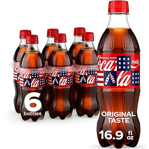 Coca-Cola Soda Soft Drink Bottles, 16.9 fl oz, 6 Pack | Carbonated drink with classic cola flavor