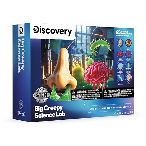 Discovery™ Big Creepy Science Lab – 65 Experiments STEM Kit for Kids| Slime, Reactions, Crystals & Gross Science| Educational Learning Project Activity Set| Chemistry & Physics Toy Gift| Ages 8+