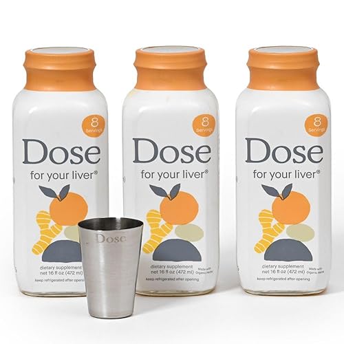 Dose for Your Liver Cleanse Detox & Repair, 16oz Bottle, 3 Pack | Organic Milk Thistle Liver Supplement with Turmeric, Dandelion, Ginger, Orange, Supports Healthy Liver Function