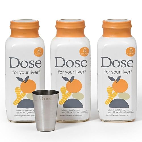 Dose for Your Liver Cleanse Detox & Repair, 16oz Bottle, 3 Pack | Organic Milk Thistle Liver Supplement with Turmeric, Dandelion, Ginger, Orange, Supports Healthy Liver Function