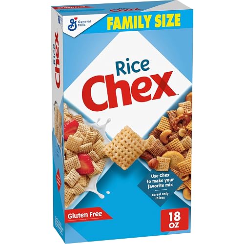 Rice Chex Cereal, Gluten Free,Family Size, 18 oz | 17g Whole Grain per Serving, Good Source of 12 Vitamins & Minerals, No High Fructose Corn Syrup