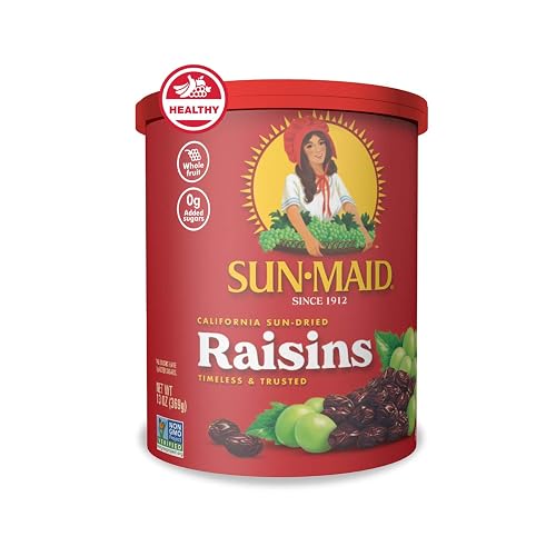 Sun-Maid California Sun-Dried Raisins - 13 oz Resealable Canister | Dried Fruit for Healthy Snacks, School Lunches, and Natural Sweeteners