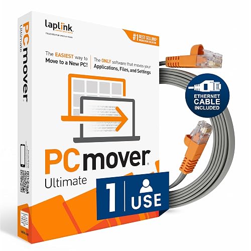 Laplink PCmover Ultimate 11 - Migration of your Applications, Files and Settings from an Old PC to a New PC - Data Transfer Software - With Optional High Speed Ethernet Cable - 1 License