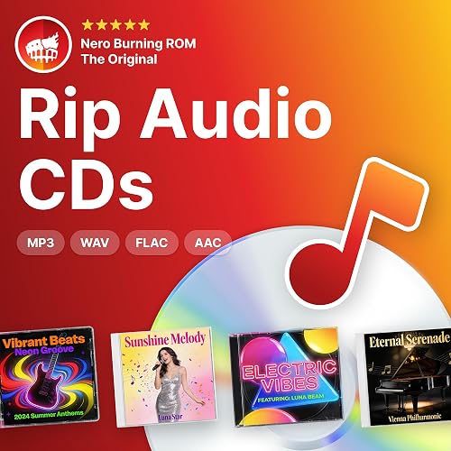 Nero CD Ripper Software | Convert Audio CDs to MP3, FLAC, AAC, WAV | Digitize Music with Gracenote Recognition | Burning ROM Technology | Lifetime License | 1 PC | Windows 11/10/8/7