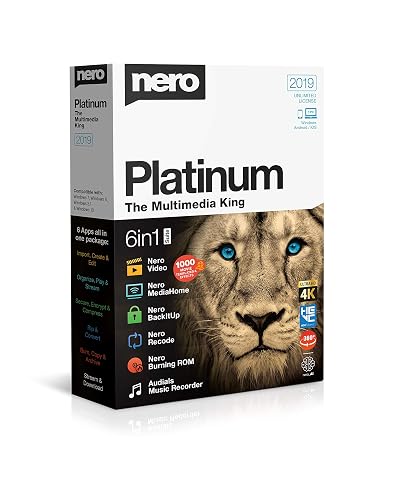 Nero Platinum 2019 | 6-in-1 Multimedia Suite | Video Editing, Burning, Backup, and More | Lifetime License | 1 PC | Windows 10/8/7