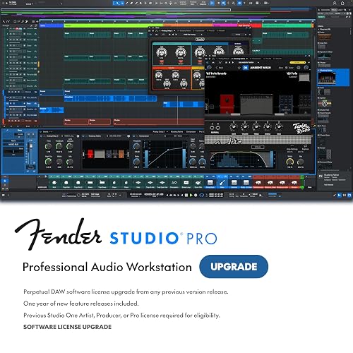 Fender Studio Pro 8 — Perpetual License Upgrade [PC/Mac Online Code] Full Music Production Software, Digital Audio Workstation, Guitar Recording Software, Fender Amp Modeling, Audio-to-MIDI Tools, Mix & Master, Unlimited Tracks