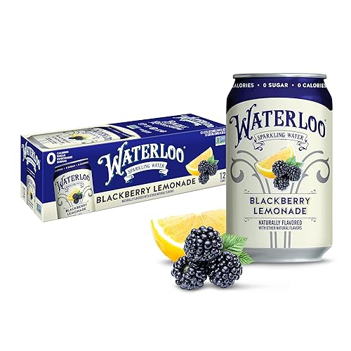 Waterloo Sparkling Water, Blackberry Lemonade, 12 Fl Oz Cans (Pack of 12) | Naturally Flavored, Zero Calories and Zero Sugar or Sweeteners
