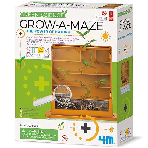4M Green Science Grow-A-Maze DIY Plant Growth Lab and STEAM Science Kit | Observe Phototropism and Root Growth with This Customizable Botany Set; Includes Soil Container, Magnifier, and Dropper