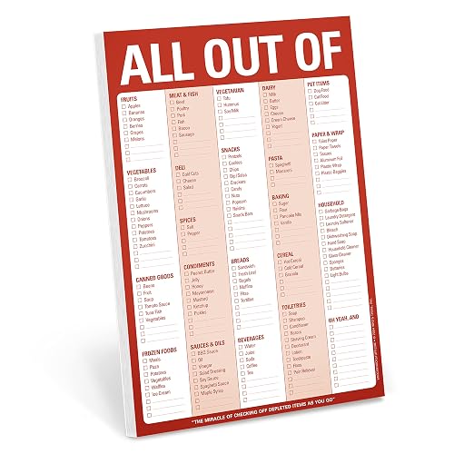 Knock Knock All Out Of Grocery List Note Pad, 6 x 9-inches (Red)