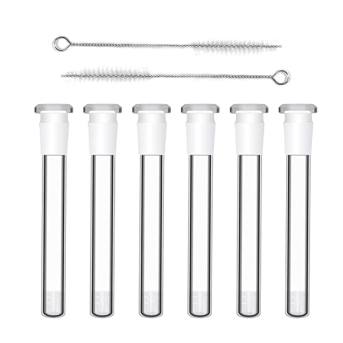OUYPLTNY 6 Pcs Borosilicate Glass Tubes, 14mm OD Connecting Tube Set | Heat Resistant Thick Glass Adapters with 2 Cleaning Brushes for Science Lab Experiments, Home Kitchen Crafting, 14cm/5.51inch