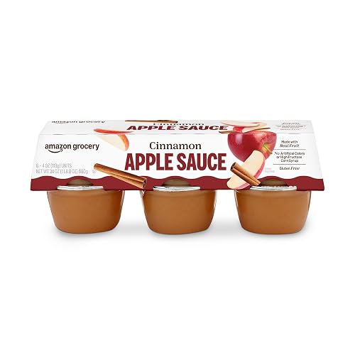 Amazon Grocery, Cinnamon Apple Sauce, 4 Oz, Pack of 6