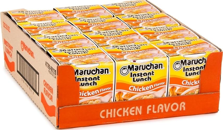 Maruchan Instant Lunch Ramen Noodles, Chicken Flavor – Japanese-Style Instant Noodle Soup, Easy Meal Ready in 3 Minutes – 2.25 Oz. (12 Pack)