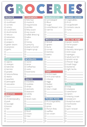 Sweetzer & Orange FastCheck Grocery List Magnet Pad for Fridge. 6x9” Magnetic Notepad with Printed Shopping List Items and Blank Grocery Shopping Spaces. 60 Page Notepad Weekly Planner