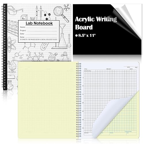 Affrolling 1 Pack Carbonless Lab Notebook Carbon Copy 8.5'' x 11'' 50 Sets of Pages 103 Pages Total Chemistry Laboratory Engineering Computation Notebook Science Grid Coil Binding(Black and White)