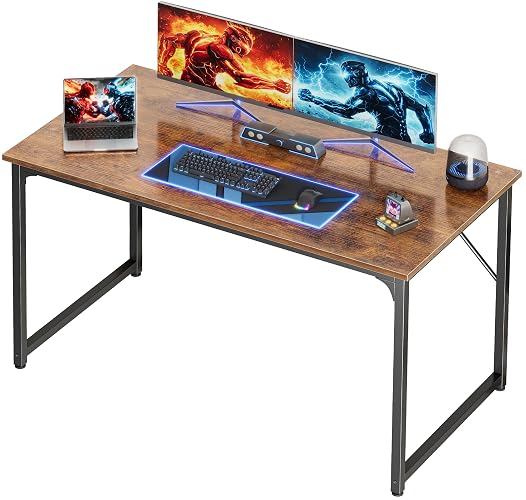 PRAISUN 47 X 24 Inch Computer Desk with Deeper Desktop | Gaming Office Writing Work Desk for Home Office, Study, Bedroom, Work from Home, Metal Frame, Rustic Brown