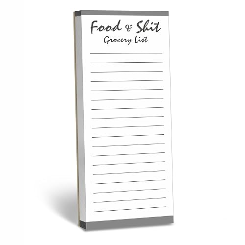 Hebayy 100 Pages Food&Shit Magnetic Back Funny Grocery List Planner Note Pad To Do List for Fridge Locker (3" x 8")