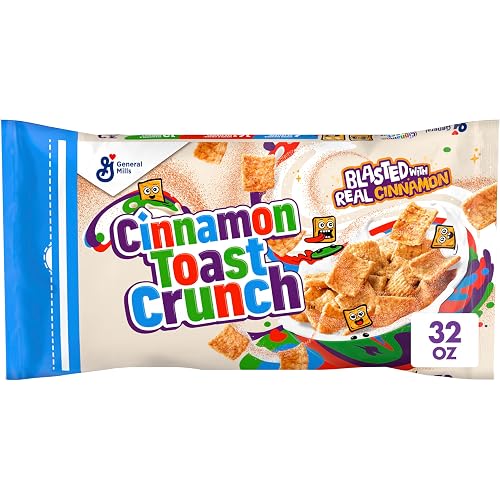 Cinnamon Toast Crunch Breakfast Cereal, Resealable Bag, 32 oz | Resealable Bag Keeps Cereal Fresh, 16g Whole Grain Per Serving, Good Source of Calcium, 12 Vitamins & Minerals