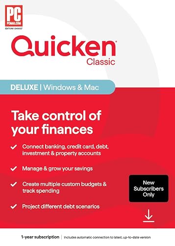 Quicken Classic Deluxe for New Subscribers| 1 Year [PC/Mac Online Code]