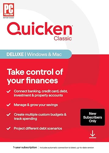 Quicken Classic Deluxe for New Subscribers| 1 Year [PC/Mac Online Code]