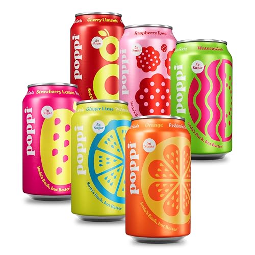 Poppi Prebiotic Soda, Fun Favorites, 12 Oz, 12 Pack | Prebiotic Soda, Sparkling Water & Fruit Juice, 5g Sugar