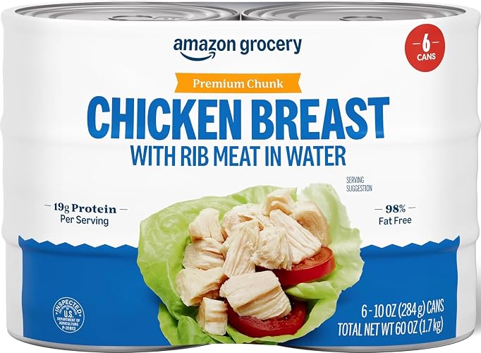 Amazon Grocery, Premium Chunk Chicken Breast, 10 Oz (Pack of 6)