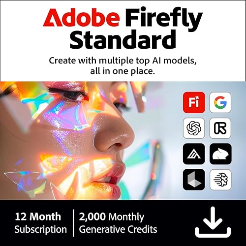 Adobe Firefly Standard | 2,000 Monthly Generative Credits | 12-Month Subscription [PC/Mac Online Code]