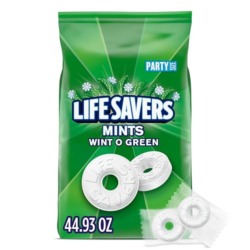LIFE SAVERS Wint O Green Breath Mints Hard Candy Bulk Bag, 44.93 oz | Wintergreen hard candy for fresh breath, easy to share at the desk, on commutes or in a candy bowl, party, road trip