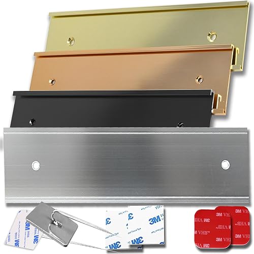 2x8 Executive Name Plate Holder, Silver Aluminum Adhesive Door Mount for Wall Plaques, Mailbox Signs and Cubicles - Made In USA