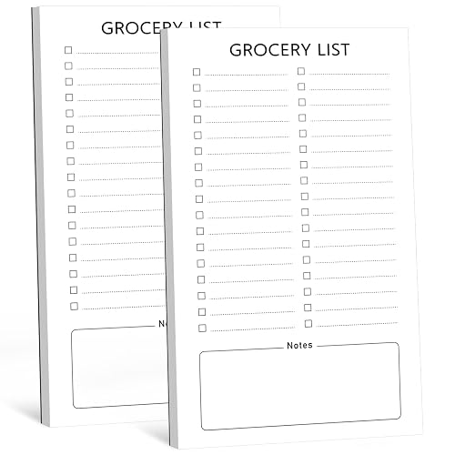 Joyberg Grocery List Magnet Pad for Fridge, 2 Pack Magnetic Notepads for Refrigerator, Magnetic Grocery List Pad for Fridge, Full Magnet Back Shopping Lists, 60 Sheets Per Note Pads
