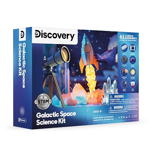 Discovery™ Galactic Space Science Kit – 61 Experiment STEM Lab for Kids| Astronomy & Chemistry Activity Set| Includes DIY Telescope, Crystals, Slime, Moon Rocks| Educational Learning Toy Gift| Ages 8+