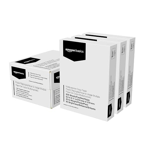 Amazon Basics Multipurpose Copy Printer Paper, 20 lb, 8.5 x 11 Inches, 3 Reams (1,500 Sheets), 92 Bright White for Home Use