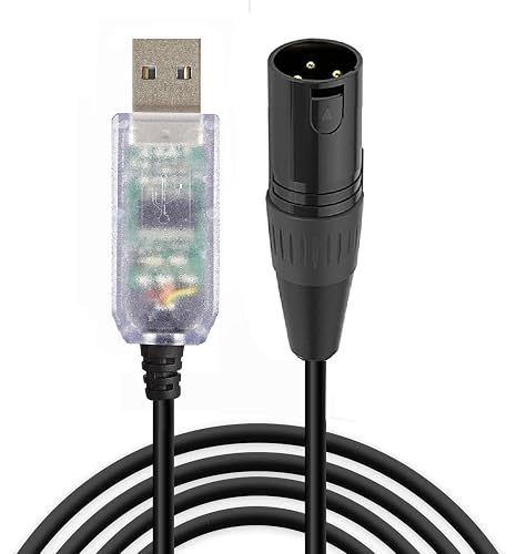 Feanteek USB to DMX Adapter Cable RS485 Converter 3PIN XLR Male DMX512 Freestyler Software PC Control Dimmer Cable with FT232RL Chip Support Win10 Mac OS(6ft/1.8m)