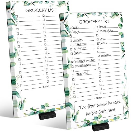 Joyberg 2 PCS Magnetic Grocery List Pads for Fridge, 4.5x7.5 Inches Magnetic Note Pad for Fridge, Grocery List Magnet Pad for Refridge, Magnetics Notepads, Shopping Lists, 60 Pages Per Notepad